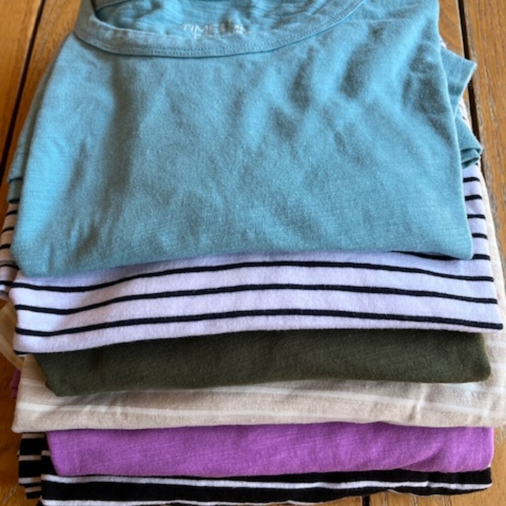 BUNDLE OF 6 Women’s Slub Cotton Tee XL 16-18 Time and Tru